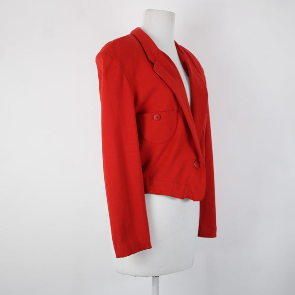 Clifford Willis Sz M Red Collared Button Short 100% Cotton Blazer Vintage Jacket