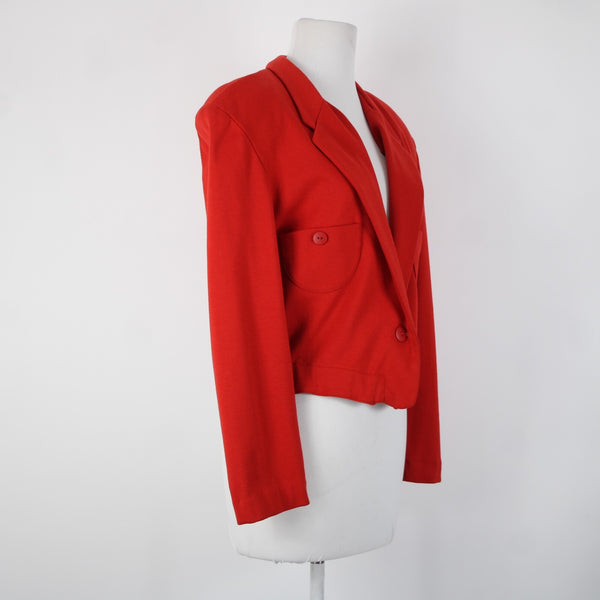 Clifford Willis Sz M Red Collared Button Short 100% Cotton Blazer Vintage Jacket