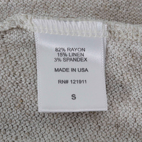 LNA Sz S Beige Lace Up Neck Round Split Sides Rayon Blend Sweater Top