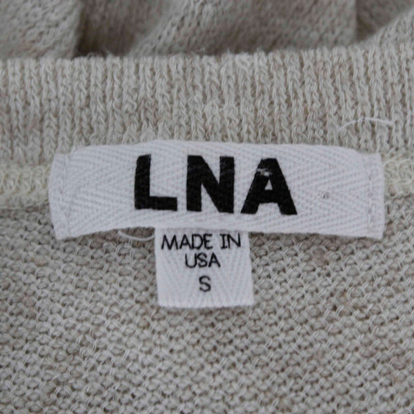 LNA Sz S Beige Lace Up Neck Round Split Sides Rayon Blend Sweater Top