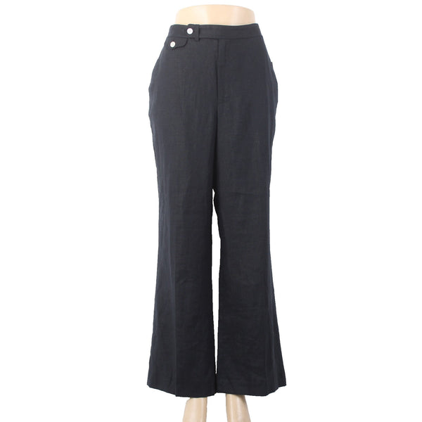 Chaps Pant NEW Sz 12 x 29 Black Pockets Lined Wide Leg 100% Linen Acetate Pant
