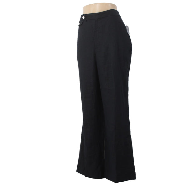 Chaps Pant NEW Sz 12 x 29 Black Pockets Lined Wide Leg 100% Linen Acetate Pant