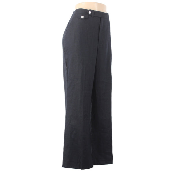 Chaps Pant NEW Sz 12 x 29 Black Pockets Lined Wide Leg 100% Linen Acetate Pant