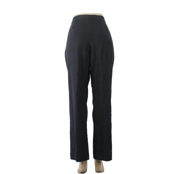 Chaps Pant NEW Sz 12 x 29 Black Pockets Lined Wide Leg 100% Linen Acetate Pant