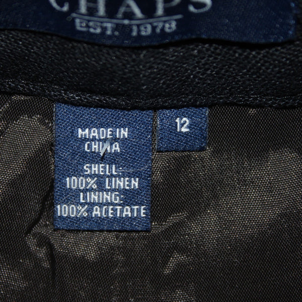 Chaps Pant NEW Sz 12 x 29 Black Pockets Lined Wide Leg 100% Linen Acetate Pant