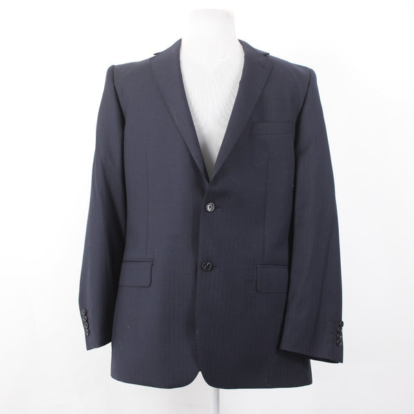 Snead For Men 44L Blazer Jacket Navy Blue Two Button 100% Wool Blazer Jacket