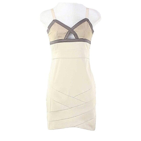 Romeo & Juliet Sz S Tan Taupe Color Contrast Poly Cotton Blend Slip Dress