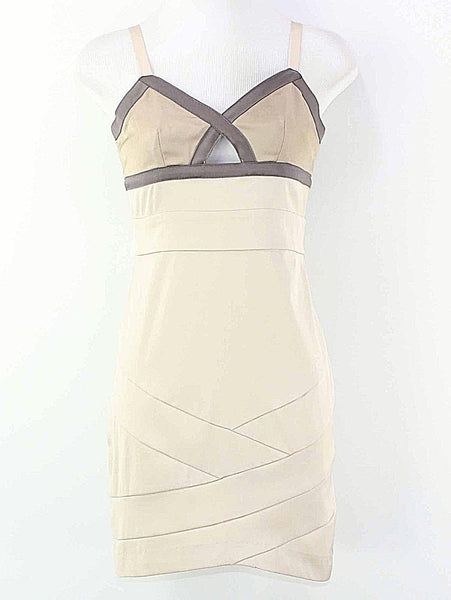 Romeo & Juliet Sz S Tan Taupe Color Contrast Poly Cotton Blend Slip Dress