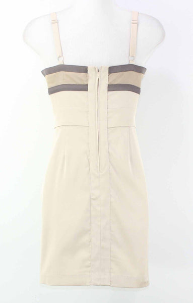 Romeo & Juliet Sz S Tan Taupe Color Contrast Poly Cotton Blend Slip Dress