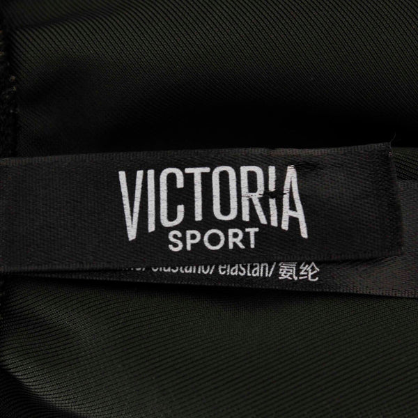 Victoria Sport Sz M Green Black Star Detail Velour Open Back Poly Body Suit Top