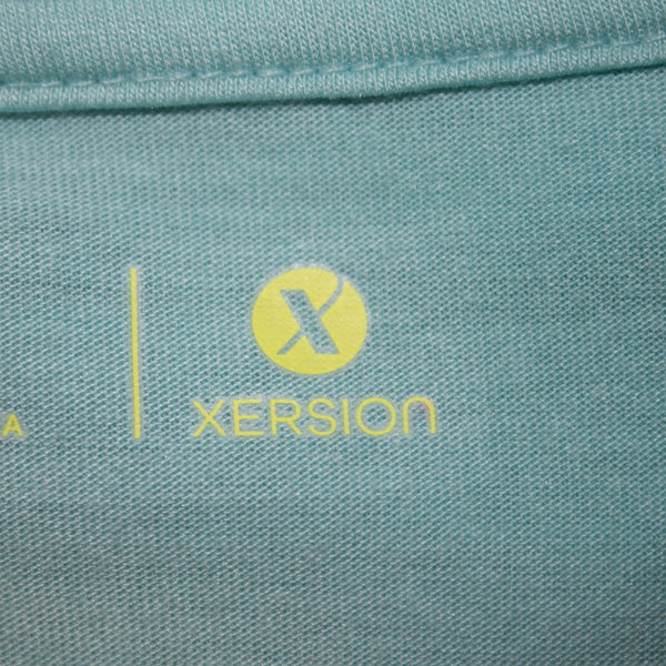 Xersion AW Top Sz S Aqua Blue Twist Front Round Neck Polyester Rayon AW Top