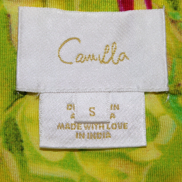 Camilla Top Sz S Black Yellow Multi Colored Floral Sleeveless Viscose Elastane