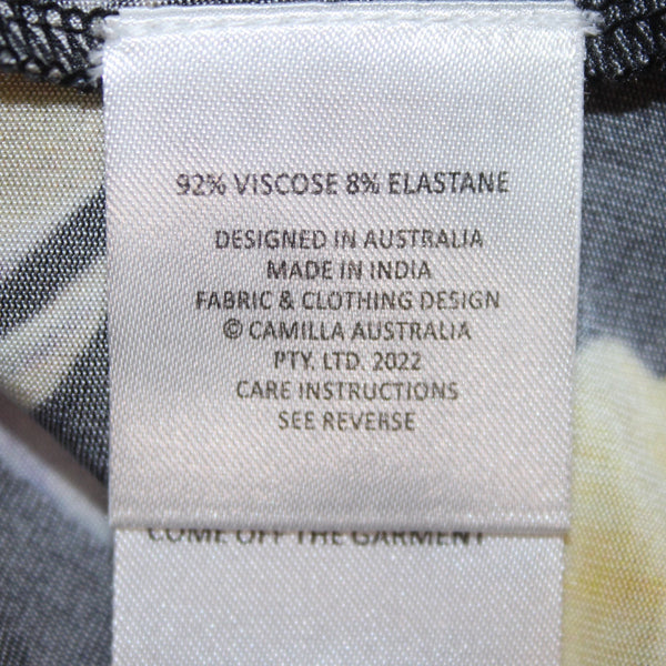 Camilla Top Sz S Black Yellow Multi Colored Floral Sleeveless Viscose Elastane