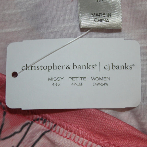 CJ Banks Top NEW $50 Sz 1X Pink Multi Colored Floral V Neck Mid Sleeve Poly Top