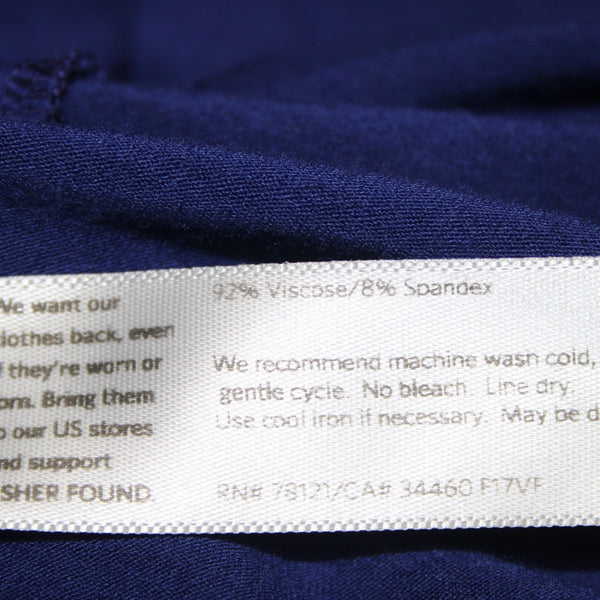 Eileen Fisher Top Sz M Navy Blue Hi Low Short Sleeve Basic Viscose Spandex Top