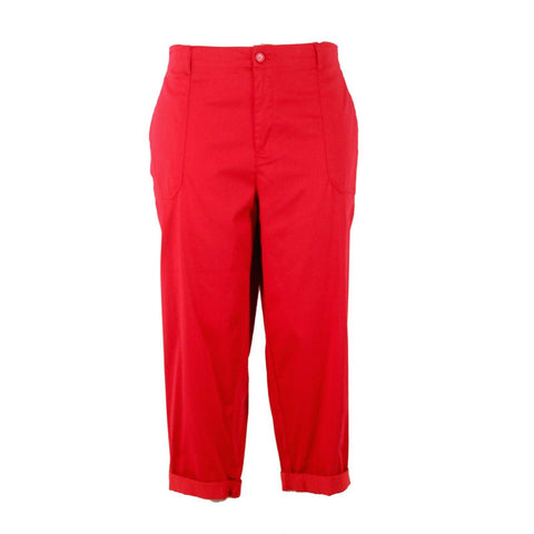 Westport NEW $40 Signature Fit Sz 22W x 25 Red Mid Rise Cotton Nylon Capri Pant