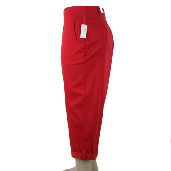Westport NEW $40 Signature Fit Sz 22W x 25 Red Mid Rise Cotton Nylon Capri Pant