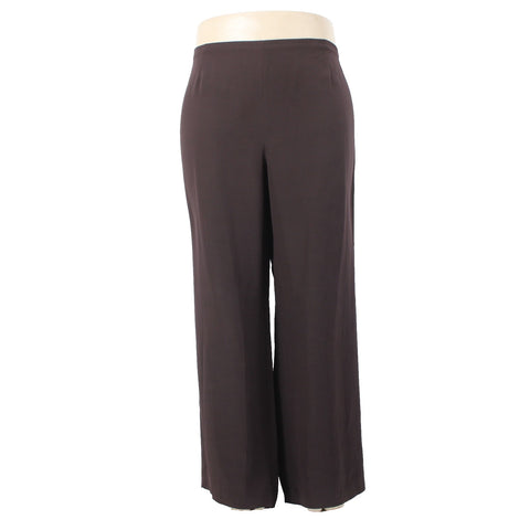 Eileen Fisher Pant NEW $155 Sz 2X x 31 Dark Brown Crepe Elastic Waist 100% Silk