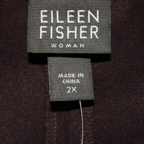 Eileen Fisher Pant NEW $155 Sz 2X x 31 Dark Brown Crepe Elastic Waist 100% Silk