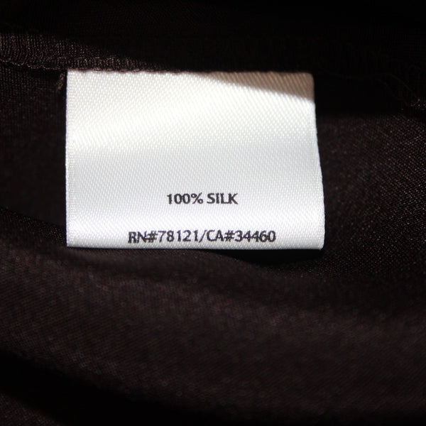 Eileen Fisher Pant NEW $155 Sz 2X x 31 Dark Brown Crepe Elastic Waist 100% Silk