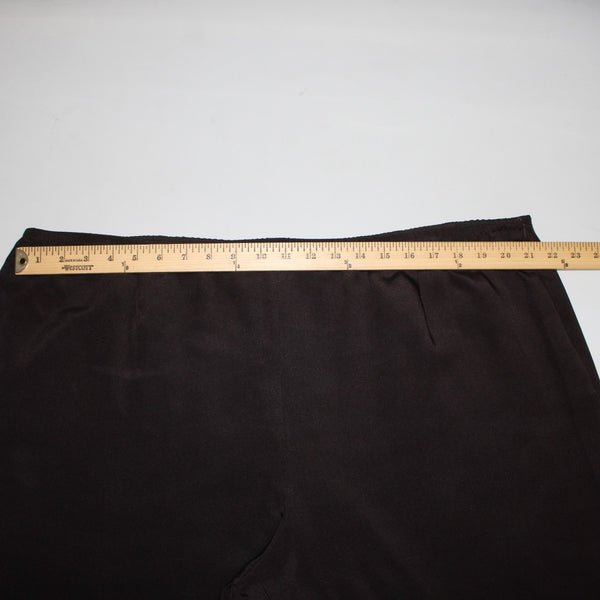 Eileen Fisher Pant NEW $155 Sz 2X x 31 Dark Brown Crepe Elastic Waist 100% Silk