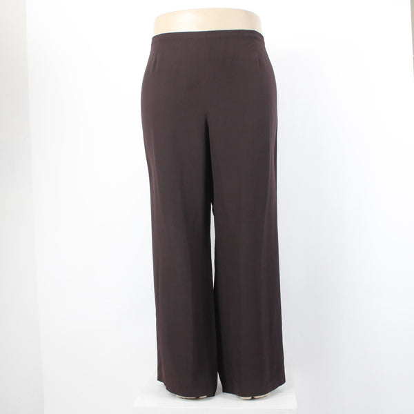 Eileen Fisher Pant NEW $155 Sz 2X x 31 Dark Brown Crepe Elastic Waist 100% Silk