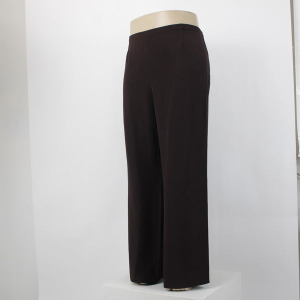 Eileen Fisher Pant NEW $155 Sz 2X x 31 Dark Brown Crepe Elastic Waist 100% Silk