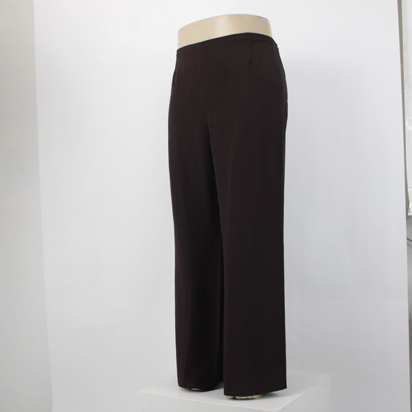 Eileen Fisher Pant NEW $155 Sz 2X x 31 Dark Brown Crepe Elastic Waist 100% Silk