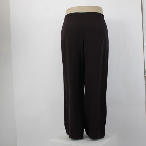 Eileen Fisher Pant NEW $155 Sz 2X x 31 Dark Brown Crepe Elastic Waist 100% Silk