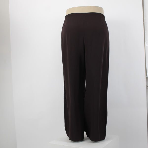 Eileen Fisher Pant NEW $155 Sz 2X x 31 Dark Brown Crepe Elastic Waist 100% Silk