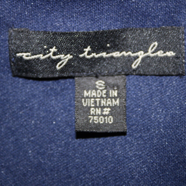 City Triangles Sz S Navy Blue White Lined Elastic Waist 100% Polyester Dress