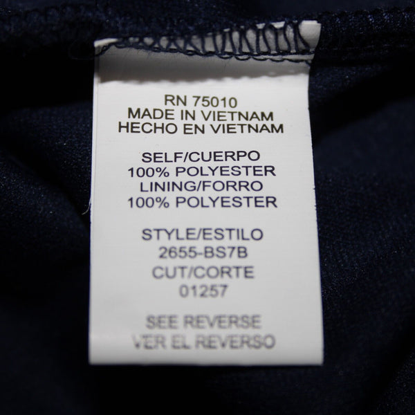 City Triangles Sz S Navy Blue White Lined Elastic Waist 100% Polyester Dress