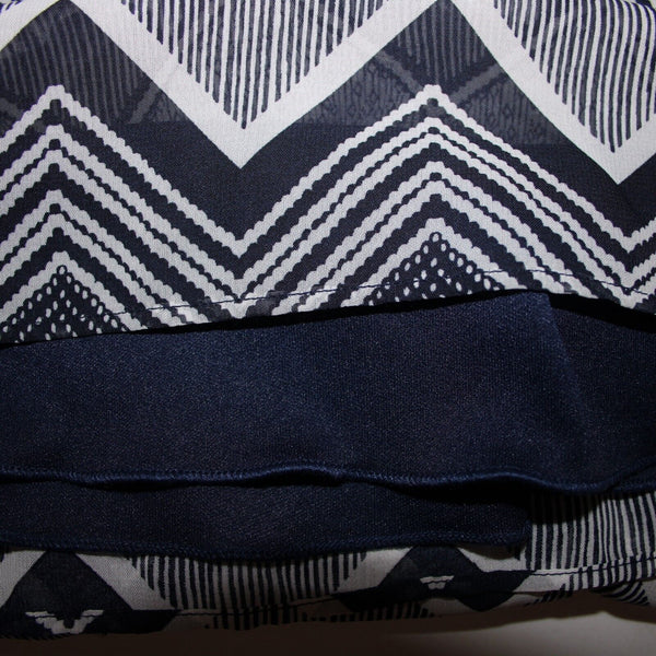 City Triangles Sz S Navy Blue White Lined Elastic Waist 100% Polyester Dress