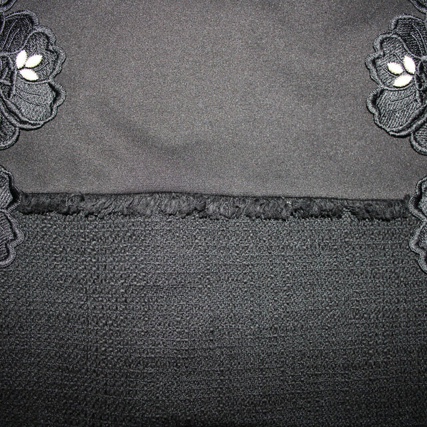 Karl Lagerfeld Sz 4 Black On Black Pearl Applique Floral Lined Poly Rayon Dress