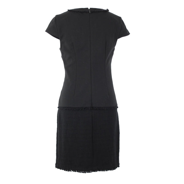 Karl Lagerfeld Sz 4 Black On Black Pearl Applique Floral Lined Poly Rayon Dress