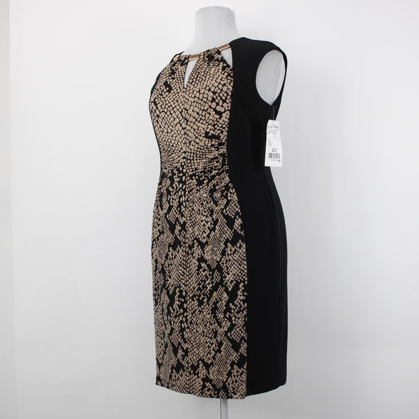 Joseph Ribkoff Dress NEW Sz 20 Black Tan Gold Eyelets Sleeveless Polyester Dress