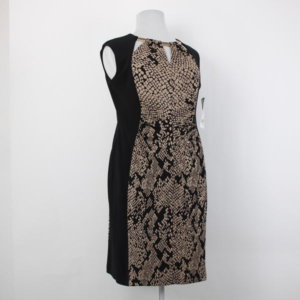 Joseph Ribkoff Dress NEW Sz 20 Black Tan Gold Eyelets Sleeveless Polyester Dress