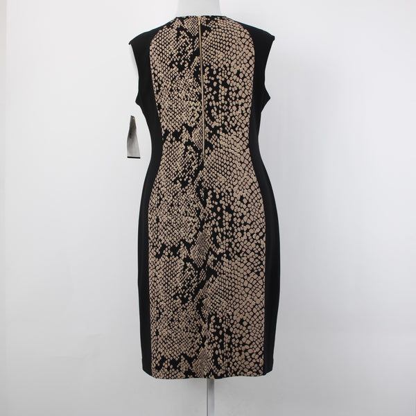 Joseph Ribkoff Dress NEW Sz 20 Black Tan Gold Eyelets Sleeveless Polyester Dress