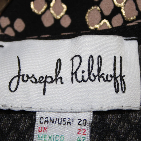 Joseph Ribkoff Dress NEW Sz 20 Black Tan Gold Eyelets Sleeveless Polyester Dress