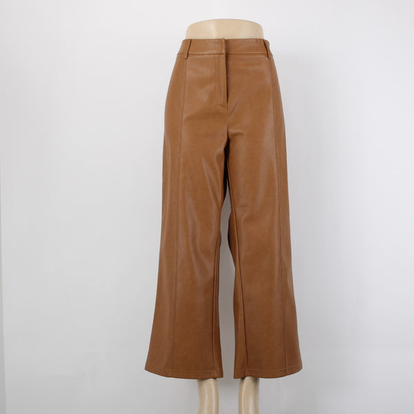 7 for All ManKind NEW Sz L x 26" Camel Faux Leather Polyurethane Poly Lined Pant