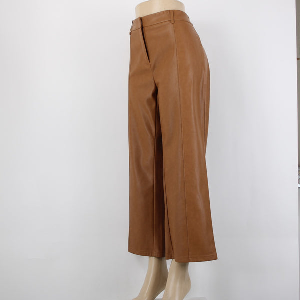 7 for All ManKind NEW Sz L x 26" Camel Faux Leather Polyurethane Poly Lined Pant