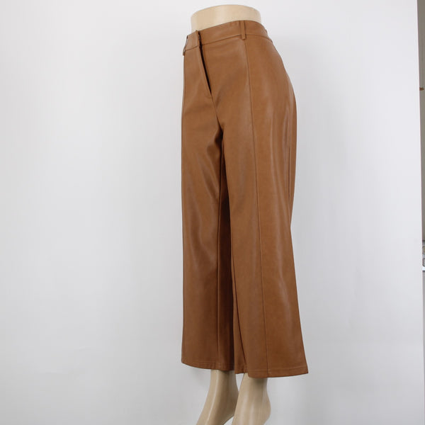 7 for All ManKind NEW Sz L x 26" Camel Faux Leather Polyurethane Poly Lined Pant