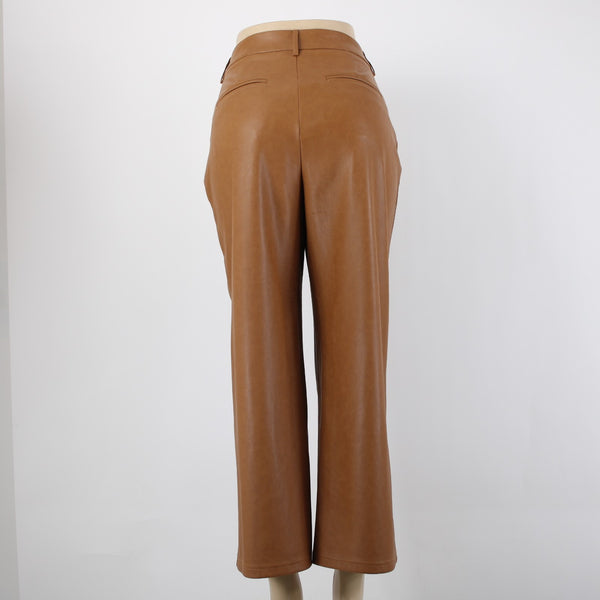 7 for All ManKind NEW Sz L x 26" Camel Faux Leather Polyurethane Poly Lined Pant