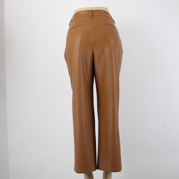 7 for All ManKind NEW Sz L x 26" Camel Faux Leather Polyurethane Poly Lined Pant