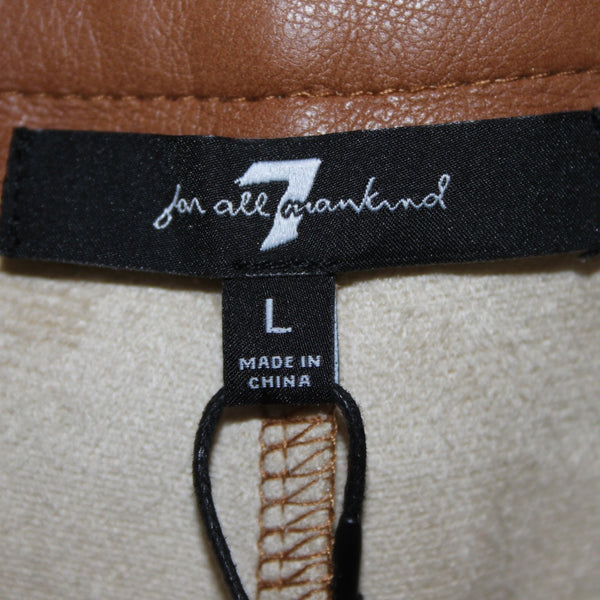 7 for All ManKind NEW Sz L x 26" Camel Faux Leather Polyurethane Poly Lined Pant