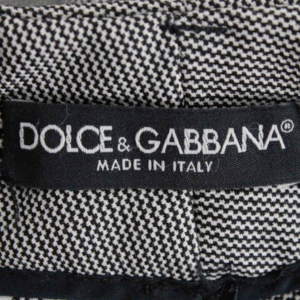 Dolce & Gabbana Sz 40 x 25 Black White Wool Spandex Straight Leg Pant