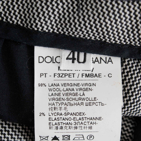 Dolce & Gabbana Sz 40 x 25 Black White Wool Spandex Straight Leg Pant