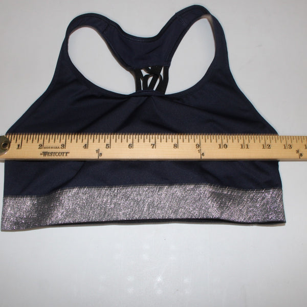 Victoria Sport AW Bra Legging Set Sz SP Navy Blue Silver Metallic Poly AW Set