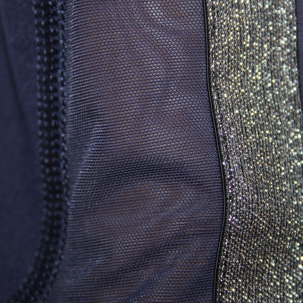 Victoria Sport AW Bra Legging Set Sz SP Navy Blue Silver Metallic Poly AW Set