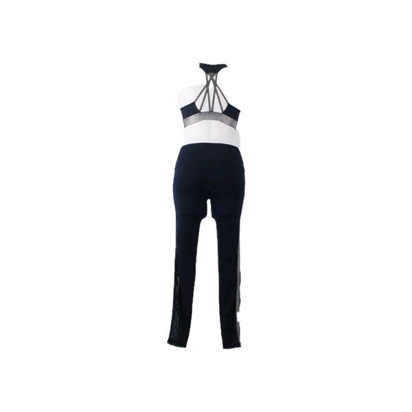 Victoria Sport AW Bra Legging Set Sz SP Navy Blue Silver Metallic Poly AW Set